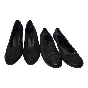 Vaneli Lot Of 2 Shoes Black Slip On Casual Block Heel Closed Toe Pump & Flats